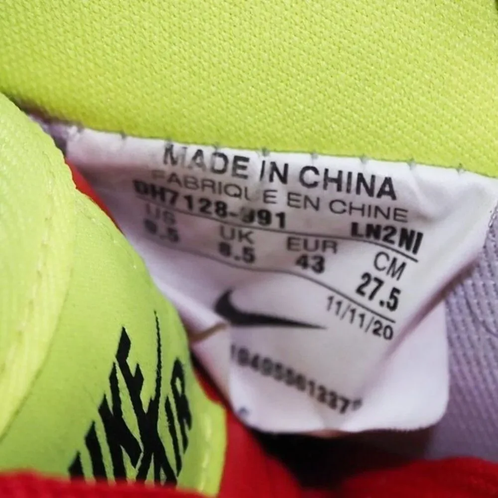 Nike Air Force 1‎ AF1 Low Custom by You Men's 9.5 DH7128-991 Neon Yellow / Red